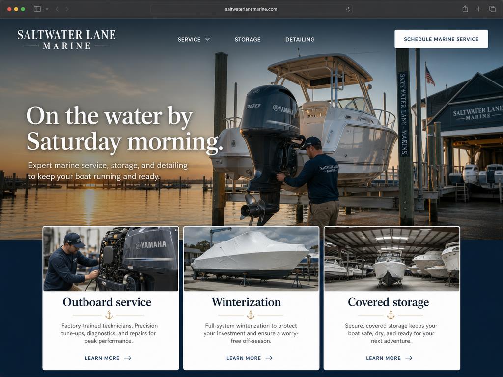 Boat & Marine website design template — Harbor style